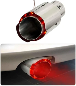 Puntas de escape de 2,5"" de entrada 63 mm con luz LED de llama roja silenciador de acero inoxidable C - Imagen 1 de 12