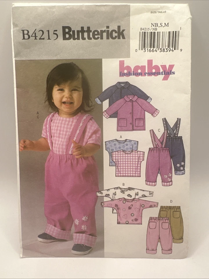 Butterick Pattern B4215 Infant Jacket Shirt Suspender Pants Sizes NB S M - Image 1 of 3