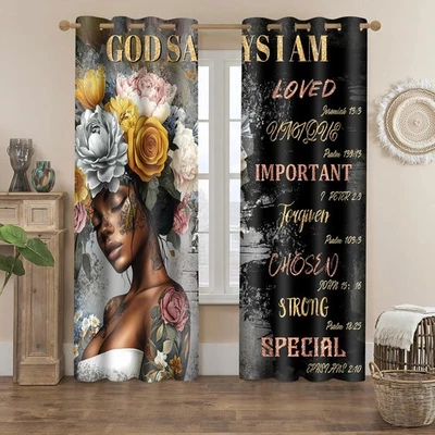 Cortinas de mujer negras africanas americanas estilo gótico divertidas citas inspiradoras... Foto 1 de 4