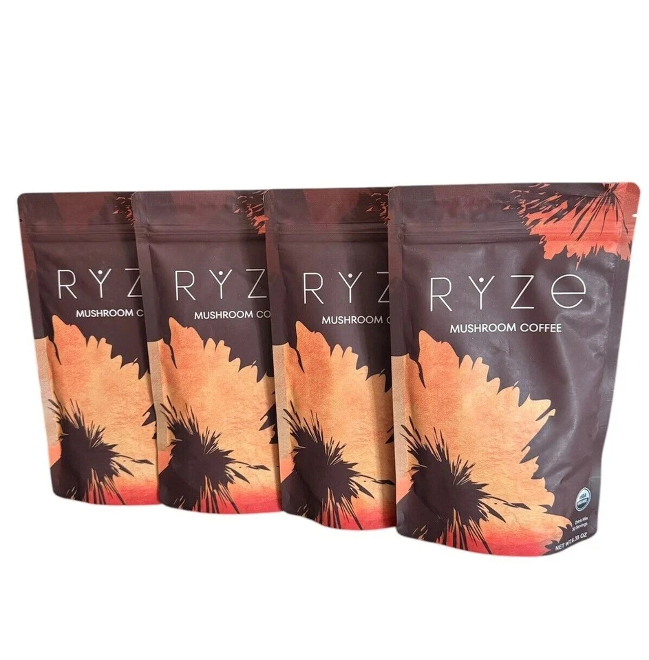NEW! 4 Pack RYZE Organic Mushroom Coffee 100% Authentic FREE SHIPPING