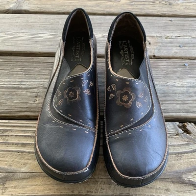 Zuecos L’Artiste Spring Step Burbank EU 39 US 8,5 cuero pintado floral negro Foto 1 de 4