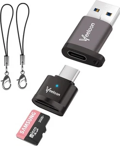Type C Micro SD/TF Card Reader,High Speed USB C to SD Reader Space Grey - Afbeelding 1 van 6