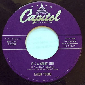 Faron Young, It's A Great Life / For The Love Of A Woman Like You, (7", Scr), VG - Picture 1 of 4