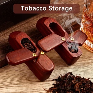 Rotary Wood Smoking Pipes Portable Handmade Wooden Pipe With Tobacco Storage Box - Picture 1 of 5