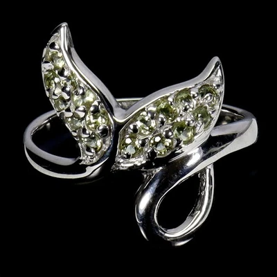 925 Sterling Silver Ring Round Peridot 2mm Natural Gemstone Jewelry Size 8 - Image 1 of 4