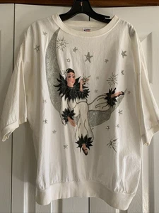 Camisa Quitman EE. UU. Manga Corta XL Pierrot Triste Payaso Luna Media Luna COMO ESTÁ - Imagen 1 de 7