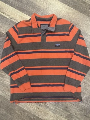 L.L. Bean Vintage Striped Rugby Shirt 90's size XL Preppy-Orange Grey Blue - Image 1 of 4