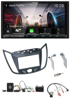 Kenwood Lenkrad 2DIN USB DAB Bluetooth Autoradio für Ford C-Max ab 2011 grau - Bild 1 von 4