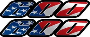 2 Custom American Flag 600 Tail Fairing Decals GSXR Stickers USA gsxr600 gsx-r - Picture 1 of 1