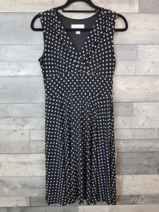 Ronni Nicole Polka Dot Dress UK 8 Black White Faux Wrap Fit & Flare Rockabilly - Picture 1 of 11