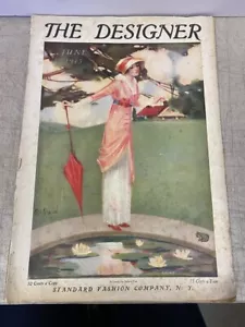 The Designer June 1913 Standard Fashion Co NY McMein Fashion Magazine Antique - Imagen 1 de 4