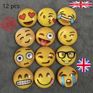 12x Smile Face Glass Fridge Magnets | Cute Kitchen Office Whiteboard Decor UK - Picture 1 of 10