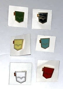 VTG Lot 6 Levi Lapel Pin Pocket Levi's Levis Employee Red Tab Blue Green White - Picture 1 of 8
