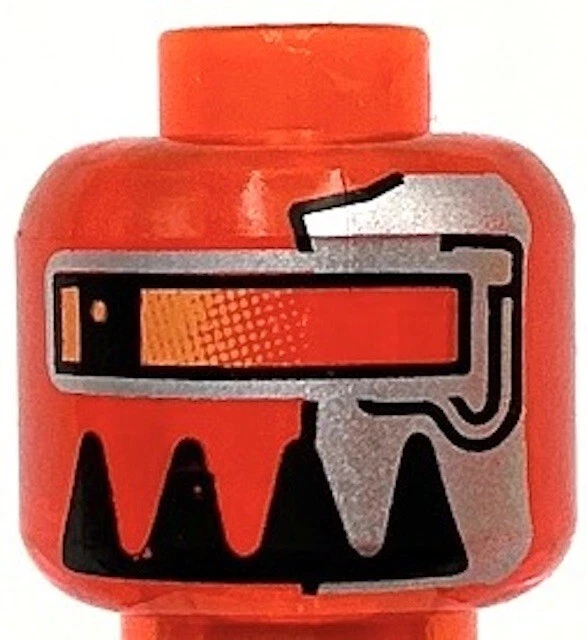 Lego New Trans-Neon Orange Minifigure Head Alien w/ Robot Large Teeth Part - Image 1 of 1
