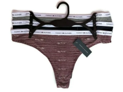 TOMMY HILFIGER 女士性感内衣内裤 3 件套灰色海军蓝红色  — 第 1/4 张图片