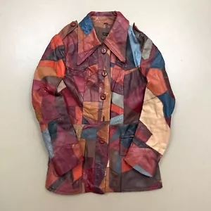 Abrigo Blazer Chaqueta de Cuero Retazos Dav Hombre Años 70 De Colección Hecho en Corea - Imagen 1 de 6