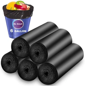 5 Gallon Trash Bags Black Garbage Recycling Leakproof No Smell Office Kitchen - Picture 1 of 12