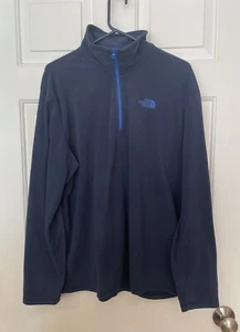 The North Face Blue 1/4 Zip Mock Neck Polertec Fleece Pullover Sweatshirt Mens L - Picture 1 of 5