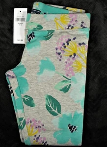 Girls Gap Kids Leggings XS (UK 4-5 years) Gray with Teal & Purple Flowers - NWT - Picture 1 of 2