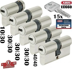 5x Zylinder Abus Schließanlage EC660 Wendeschlüssel Gleichschließend mit Karte - Picture 1 of 5