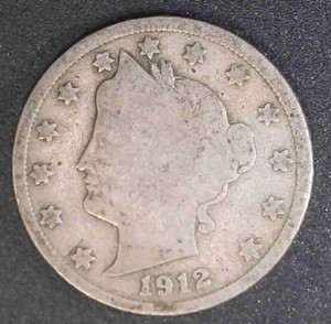 Moneta Stati Uniti 1912 D Liberty Head V nichel 5 centesimi pezzo G buona 5c da collezione - Foto 1 di 2