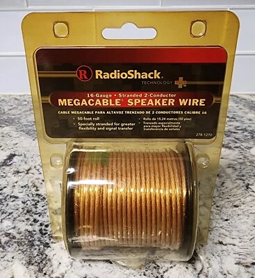 New and Sealed Speaker Wire • Radio Shack Megacable 16ga, 50ft. • 2 Conductor - Image 1 of 2