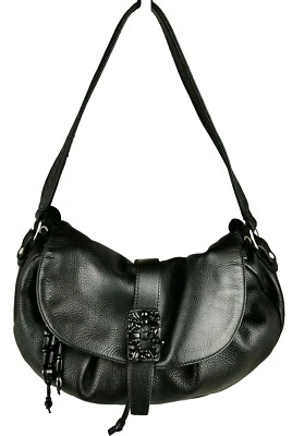 SHOULDER BAG DESIGNER MODALU SOFT BLACK LEATHER SLOUCH BAG NEW - Image 1 of 4