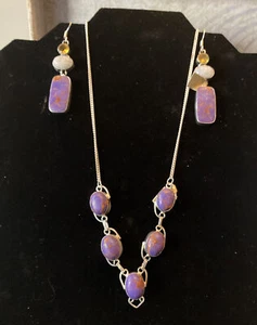 Collana e orecchini argento sterling 18" viola mohave turchese nuovi vecchio stock - Foto 1 di 8