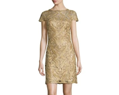 Tadashi Shoji Short-Sleeve Filigree Lace Cocktail Dress - Image 1 of 2