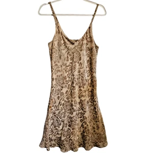 Sportstaff Italy Y2K Burnout Velvet Slip Dress Champagne Size Medium Beige Mini - Picture 1 of 8