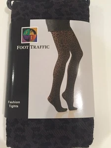 Foot Traffic Women's LEOPARD Texture GREY Tights ~NEW - Picture 1 of 5