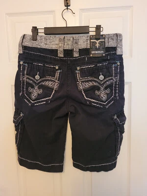 Pantalones Cortos Rock Revival Clásicos Carga Para Hombre Etiqueta Talla 31 Negros Foto 1 de 4