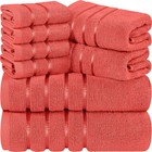 8 Pc Bath Linen Sets Viscose Stripe 600 GSM Ring Spun Cotton Towel Utopia Towels