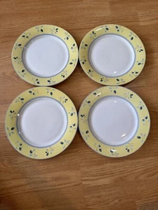 Set of 4 Royal Doulton Blueberry Dinner Plates 10.25" Yellow Rim - Picture 1 of 3