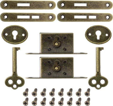 Jiozermi 2 Pack Mini Locks with Skeleton Key, Full Mortise Locks, Antique Locks Cover