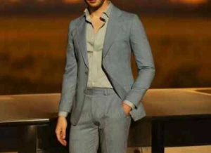 Men's Grey 2 Piece Suit, Formal Wedding Tuxedo, Prom Dinner, Groomsmen Set - Picture 1 of 5