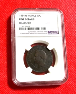 1854BB FRANCE 10 CENTIMES NGC FINE DETAILS - Picture 1 of 2