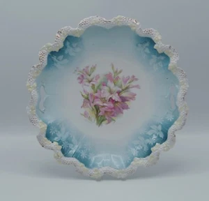 RS PRUSSIA MOLD 23 STIPPLED FLORAL LILIES CAKE PLATE -RARE - Picture 1 of 7