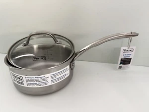 NEW VIKING 3-PLY STAINLESS STEEL MEDIUM SAUCEPAN W/GLASS LID HANDLE 2.25QT 2.1L - Picture 1 of 8