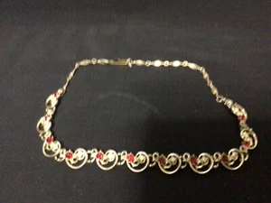 Collar mujer chapado en oro con rubí y piedras transparentes - Imagen 1 de 3