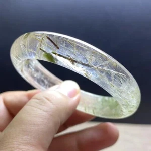 54.8mm Natural Snowfrost Rutilated Quartz Crystal Bangle AAAA - Picture 1 of 6
