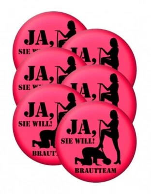 6er SET Ansteck Buttons Ø 5,6 cm Junggesellenabschied Ansteckbutton Anstecker - Bild 1 von 2