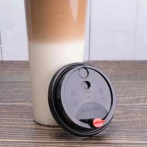 Karat Sipper Dome Lid for 24 oz Tall Premium PP Plastic Cup - Black, C-TPPLB - Picture 1 of 9