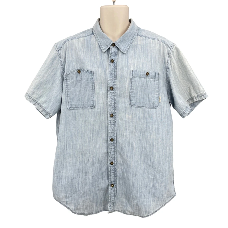 Camisa Burton Chambray Hombres XXL Azul Oficina Envejecida Versátil Botón Streetwea Foto 1 de 4