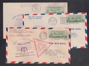 US Stamp #C18 3 Flight Covers NY-Brazil, Miami-Chicago, Akron-NY VF 10/4/1933 - Picture 1 of 3