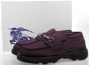 NEW BURBERRY MEN'S CREEPER WINTER SOLE AUBERGINE LEATHER LOFER SHOES  42/9 - Picture 1 of 9