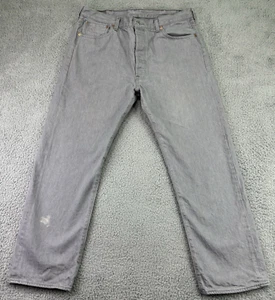Levi's 501 Men's Size 38X32 (34X30) Button Fly Straight Leg Gray Jeans Light - Picture 1 of 18