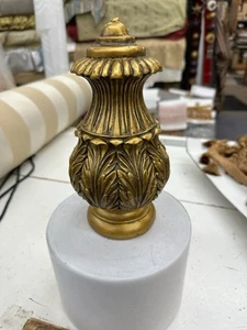 2x Wooden Drapery Curtain Rod Finials Fits 3” Rod - Screw On - Gold - Picture 1 of 1