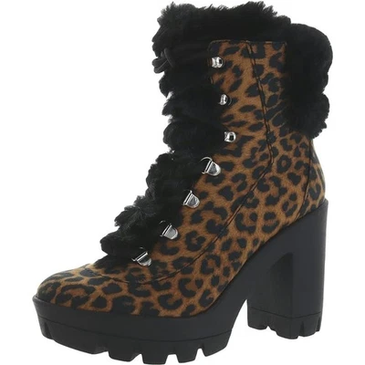 Jessica Simpson Mikah Botas de Combate Plataforma Tacón Alto Talla EE. UU. 8M Leopardo Natural Foto 1 de 4