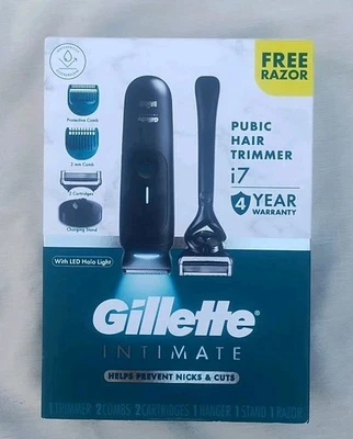 Gillette Intimate i7 Men’s Premium Body and Pubic Hair Trimmer w/ Razor NEW - Image 1 of 4